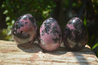 Polished Rhodonite Gemstone Eggs x 6 From Madagascar