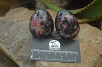 Polished Rhodonite Gemstone Eggs x 6 From Madagascar