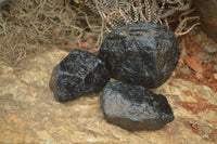 Natural Black Tourmaline Cobbed Specimens x 20 From Zimbabwe