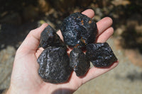 Natural Black Tourmaline Cobbed Specimens x 20 From Zimbabwe