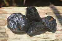 Natural Black Tourmaline Cobbed Specimens x 20 From Zimbabwe