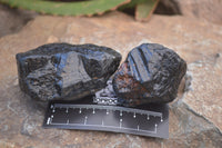 Natural Black Tourmaline Cobbed Specimens x 20 From Zimbabwe