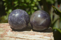 Polished Lepidolite with Pink Rubellite Spheres x 6 From Ambatondrazaka, Madagascar