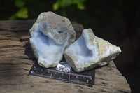 Natural Blue Lace Agate Geode Specimens x 6 From Malawi