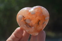 Polished Flower Agate Gemstone Hearts x 6 From Madagascar