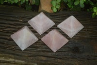 Polished Rose Quartz Pyramids x 4 From Madagascar