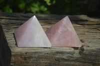 Polished Rose Quartz Pyramids x 4 From Madagascar