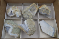 Natural Blue Lace Agate Geode Specimens x 6 From Malawi