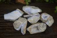 Natural Blue Lace Agate Geode Specimens x 6 From Malawi