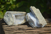 Natural Blue Lace Agate Geode Specimens x 6 From Malawi