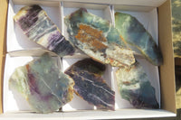 Polished Watermelon Fluorite Slices x 6 From Uis, Namibia