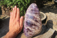 Polished Smokey Chevron Amethyst Standing Free Form x 1 From Madagascar