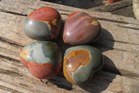 Polished Polychrome Jasper Hearts x 6 From Madagascar