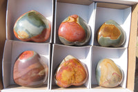 Polished Polychrome Jasper Hearts x 6 From Madagascar