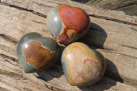 Polished Polychrome Jasper Hearts x 6 From Madagascar