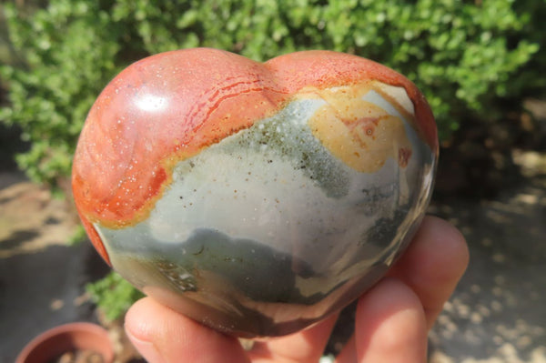 Polished Polychrome Jasper Hearts x 6 From Madagascar