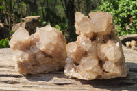 Natural Cascading Smokey Quartz Clusters x 2 From Luena, Congo