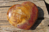 Polished Red Podocarpus Petrified Wood Hearts x 2 From Madagascar