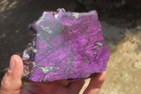 Polished On One Side Metallic Purpurite Specimens x 3 From Erongo, Namibia