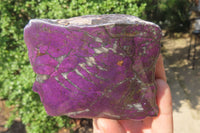 Polished On One Side Metallic Purpurite Specimens x 3 From Erongo, Namibia