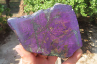 Polished On One Side Metallic Purpurite Specimens x 3 From Erongo, Namibia