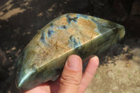 Polished Labradorite Standing Free Forms x 2 From Tulear, Madagascar