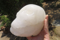 Polished White Quartz Skull Carving x 1 From Madagascar