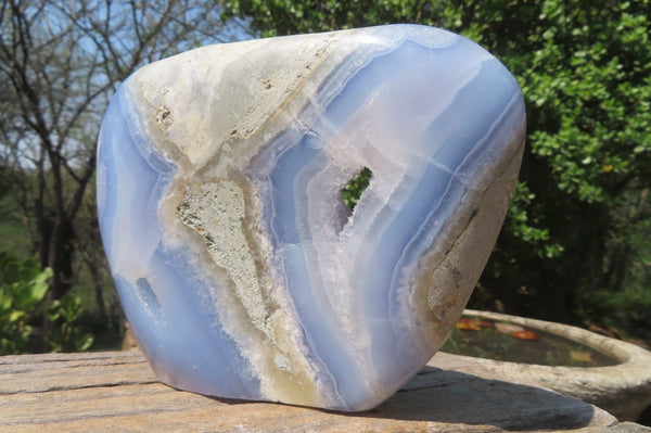 Polished Blue Lace Agate Standing Free Form x 1 From Nsanje, Malawi