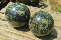 Polished Stromatolite Jasper Spheres x 4 From Katsepy, Madagascar