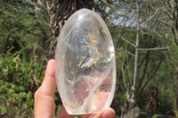 Polished Clear Quartz Standing Free Forms x 3 From Madagascar