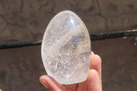 Polished Clear Quartz Standing Free Forms x 3 From Madagascar