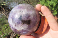 Polished Chevron Amethyst Spheres x 2 From Madagascar