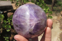 Polished Chevron Amethyst Spheres x 2 From Madagascar