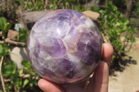 Polished Chevron Amethyst Spheres x 2 From Madagascar