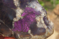 Polished On One Side Metallic Purpurite Specimens x 4 From Namibia