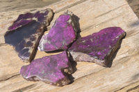 Polished On One Side Metallic Purpurite Specimens x 4 From Namibia