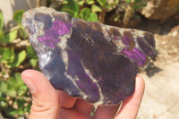 Polished On One Side Metallic Purpurite Specimens x 4 From Namibia