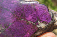 Polished On One Side Metallic Purpurite Specimens x 4 From Namibia