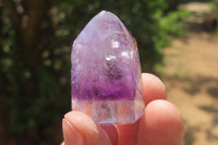 Polished Smokey Amethyst Window Quartz Crystals x 24 From Ankazobe, Madagascar