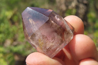 Polished Smokey Amethyst Window Quartz Crystals x 24 From Ankazobe, Madagascar