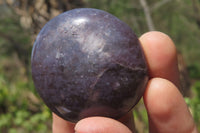 Polished Lepidolite with Pink Rubellite Palm Stones x 24 From Ambatondrazaka, Madagascar