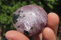 Polished Lepidolite with Pink Rubellite Palm Stones x 24 From Ambatondrazaka, Madagascar