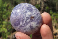 Polished Lepidolite with Pink Rubellite Palm Stones x 24 From Ambatondrazaka, Madagascar