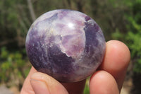 Polished Lepidolite with Pink Rubellite Palm Stones x 24 From Ambatondrazaka, Madagascar