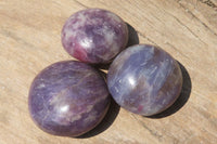 Polished Lepidolite with Pink Rubellite Palm Stones x 24 From Ambatondrazaka, Madagascar