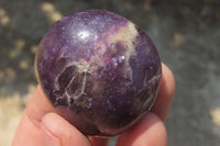 Polished Lepidolite with Pink Rubellite Palm Stones x 24 From Ambatondrazaka, Madagascar