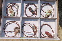 Hand Made Mixed Copper Wire Wrapped Stone Pendants x 6 From South Africa