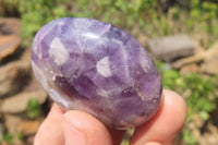 Polished Chevron Amethyst Palm Stones x 35 From Madagascar