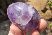 Polished Chevron Amethyst Palm Stones x 35 From Madagascar