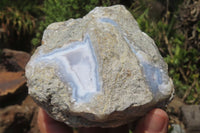 Natural Blue Lace Agate Geode Specimens x 4 From Nsanje, Malawi